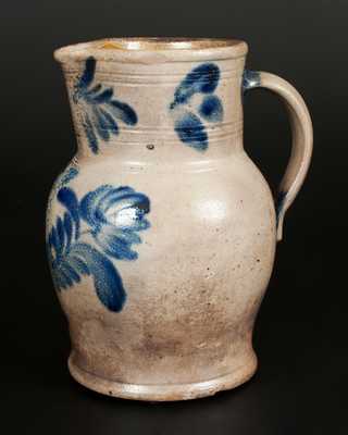 Stoneware Pitcher with Tulip Decoration att. Richard Remmey, Philadelphia, PA, circa 1870