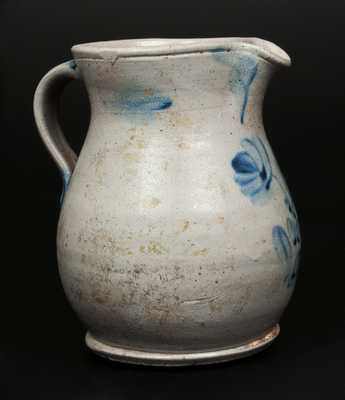 1/2 Gal. Stoneware Pitcher with Floral Decoration and Flared Form, Baltimore, circa 1870