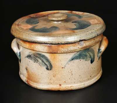 1/2 Gal. Stoneware Lidded Butter Crock Marked Three Times JOHN BELL / WAYNESBORO