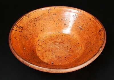 Large Redware Bowl with Lead-Glazed Interior