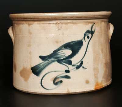 2 Gal. Stoneware Cake Crock with Bird Decoration att. Fulper Bros., Flemington, NJ