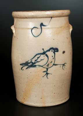 5 Gal. Midwestern Stoneware Churn with Folky Bird Decoration