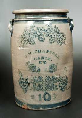 Very Rare 10 Gal. Stoneware Crock w/ CADIZ, KY Advertising, Greensboro, PA origin