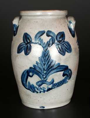 Outstanding 1 1/2 Gal. Stoneware Jar with Well-Executed Cobalt Floral Decoration, Baltimore, c1840