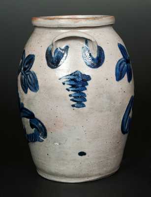 Outstanding 1 1/2 Gal. Stoneware Jar with Well-Executed Cobalt Floral Decoration, Baltimore, c1840