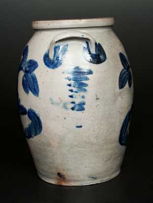 Outstanding 1 1/2 Gal. Stoneware Jar with Well-Executed Cobalt Floral Decoration, Baltimore, c1840