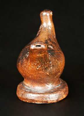 Pennsylvania Stoneware Bird Whistle w/ Incised Feathers and Applied Ball Eyes