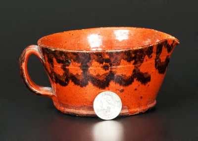 Diminutive Pennsylvania Redware Porringer with Sponged Manganese Decoration