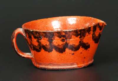 Diminutive Pennsylvania Redware Porringer with Sponged Manganese Decoration