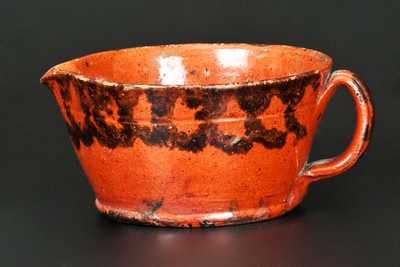 Diminutive Pennsylvania Redware Porringer with Sponged Manganese Decoration