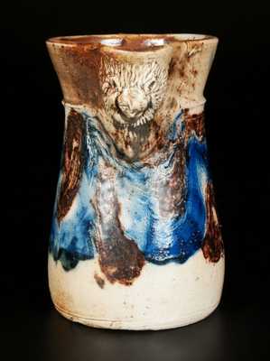 Very Unusual Stoneware Pitcher with Lion s Head Spout, possibly New York State or Midwestern origin