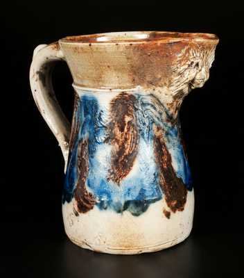 Very Unusual Stoneware Pitcher with Lion s Head Spout, possibly New York State or Midwestern origin