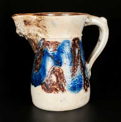 Very Unusual Stoneware Pitcher with Lion s Head Spout, possibly New York State or Midwestern origin