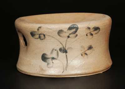 Rare Stoneware Spittoon with Cobalt Floral Decoration att. Henry Loundes, Petersburg, VA