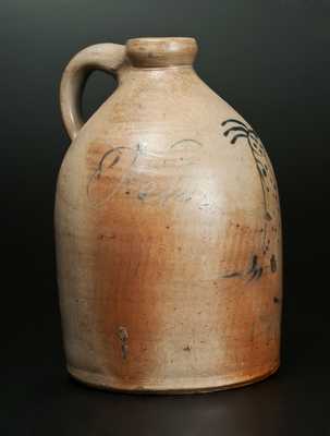 Stoneware Jug with Unusual Slip-Trailed Figural Decoration