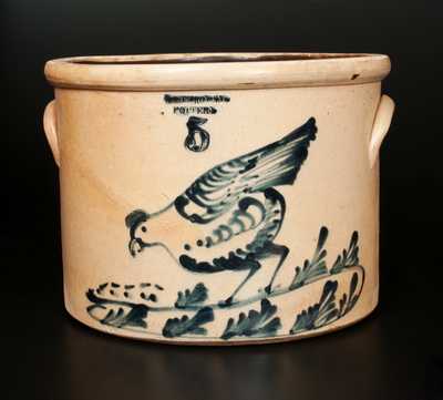 5 Gal. WEST TROY / POTTERY Stoneware Cake Crock with Chicken Pecking Corn Decoration