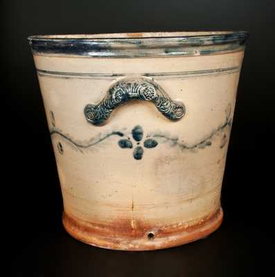 Rare Large Stoneware Flowerpot Inscribed 