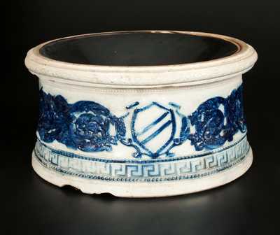 Stoneware Spittoon with Coggling and Applied Molded Decoration