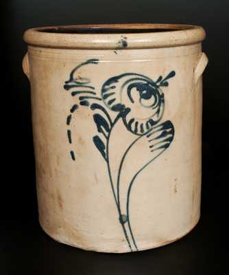 6 Gal. Midwestern Stoneware Crock with Floral Decoration