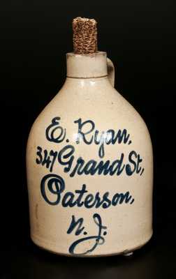 1/2 Gal. Patterson, NJ Stoneware Script Advertising Jug