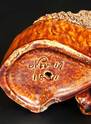 Rare Rockinghamware Spaniel with Coleslaw Fur Dated