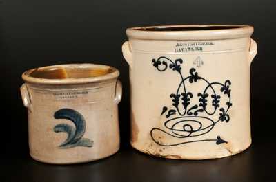Lot of Two: A.O. WHITTEMORE / HAVANA, NY Stoneware Crocks, incl. Rare Dated 1866 Example