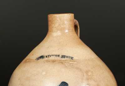Lot of Two: Rare Stoneware Jugs Impressed CITY AUCTION STORE, att. WHITES UTICA