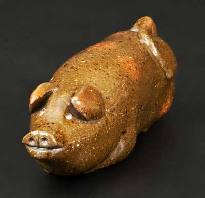 Rare Lead-Glazed Redware Pig Flask