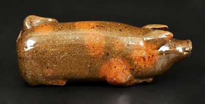 Rare Lead-Glazed Redware Pig Flask