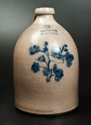 2 Gal. RIEDINGER & CAIRE / POUGHKEEPSIE, NY Stoneware Jug with Floral Decoration