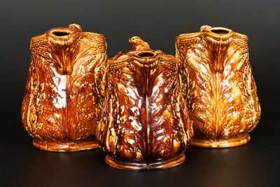 Lot of Three: Rockingham Ware Twig-Handled Pitchers
