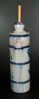 Unusual Narrow Westerwald Stoneware Churn with Pocket Handles and Floral Decoration