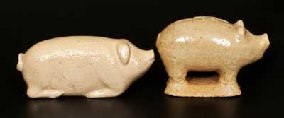Lot of Two: Salt-Glazed Molded Stoneware Pigs