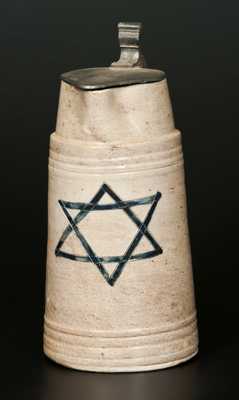 Stoneware Tankard Pitcher with Incised Star of David