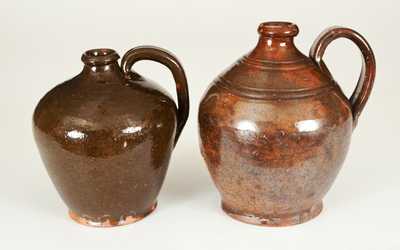 Lot of Two: Ovoid Redware Jugs