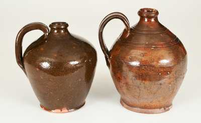 Lot of Two: Ovoid Redware Jugs
