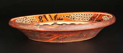 Important Slip-Decorated Redware Dish attrib. Peter Bell, Hagerstown, MD, pictured in Rice & Stoudt