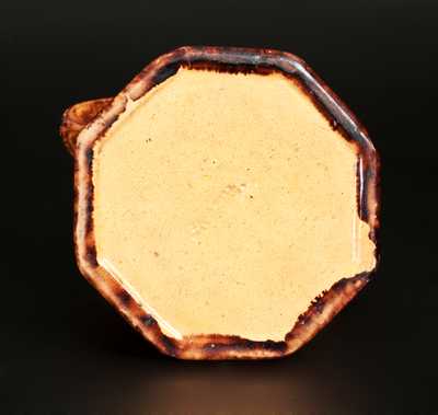 Molded Octagonal JOHN BELL / WAYNESBORO Redware Pitcher with Sponged Manganese Decoration
