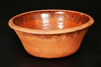 JOHN W. BELL / WAYNESBORO, PA Redware Bowl with Lead-Glazed and Sponged Manganese Interior