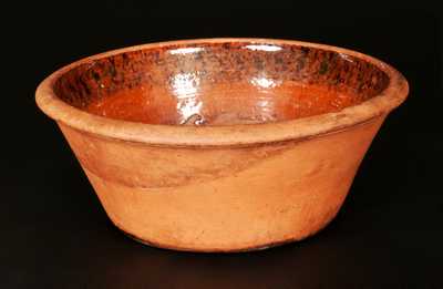 JOHN W. BELL / WAYNESBORO, PA Redware Bowl with Lead-Glazed and Sponged Manganese Interior