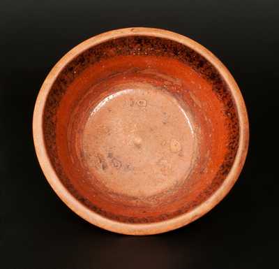JOHN W. BELL / WAYNESBORO, PA Redware Bowl with Lead-Glazed and Sponged Manganese Interior