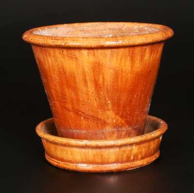 JOHN BELL Redware Flowerpot with Streaked Manganese Decoration