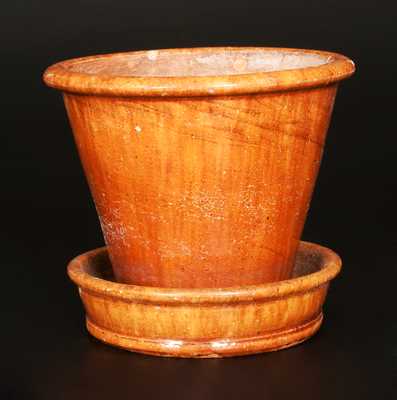 JOHN BELL Redware Flowerpot with Streaked Manganese Decoration