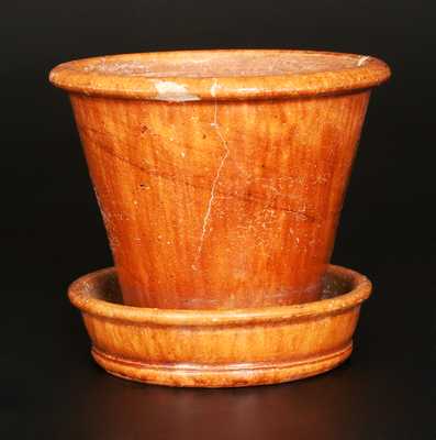 JOHN BELL Redware Flowerpot with Streaked Manganese Decoration