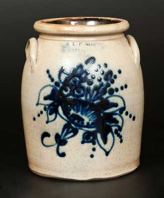 1 1/2 Gal. E. & L. P. NORTON / BENNINGTON, VT Stoneware Jar with Elaborate Slip-Trailed Floral Decoration