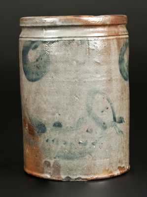 Rare 1 Gal. S. BELL & SON / STRASBURG, VA Stoneware Crock w/ Faint Duck Decoration