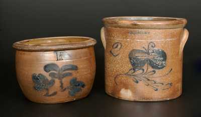 Lot of Two: GEDDES Stoneware Crock and Stoneware Bowl with Floral Decoration