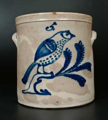 5 Gal. Stoneware Crock w/ Elaborate Large-Sized Bird-on-Branch Decoration