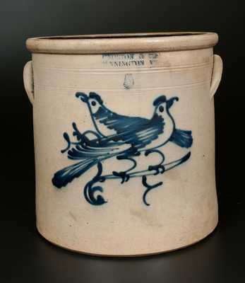 5 Gal. J. NORTON & CO. / BENNINGTON, NY Stoneware Crock with Double-Bird Decoration