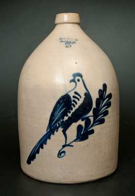 3 Gal. FORT EDWARD POTTERY CO. Stoneware Jug w/ Large Bird Decoration